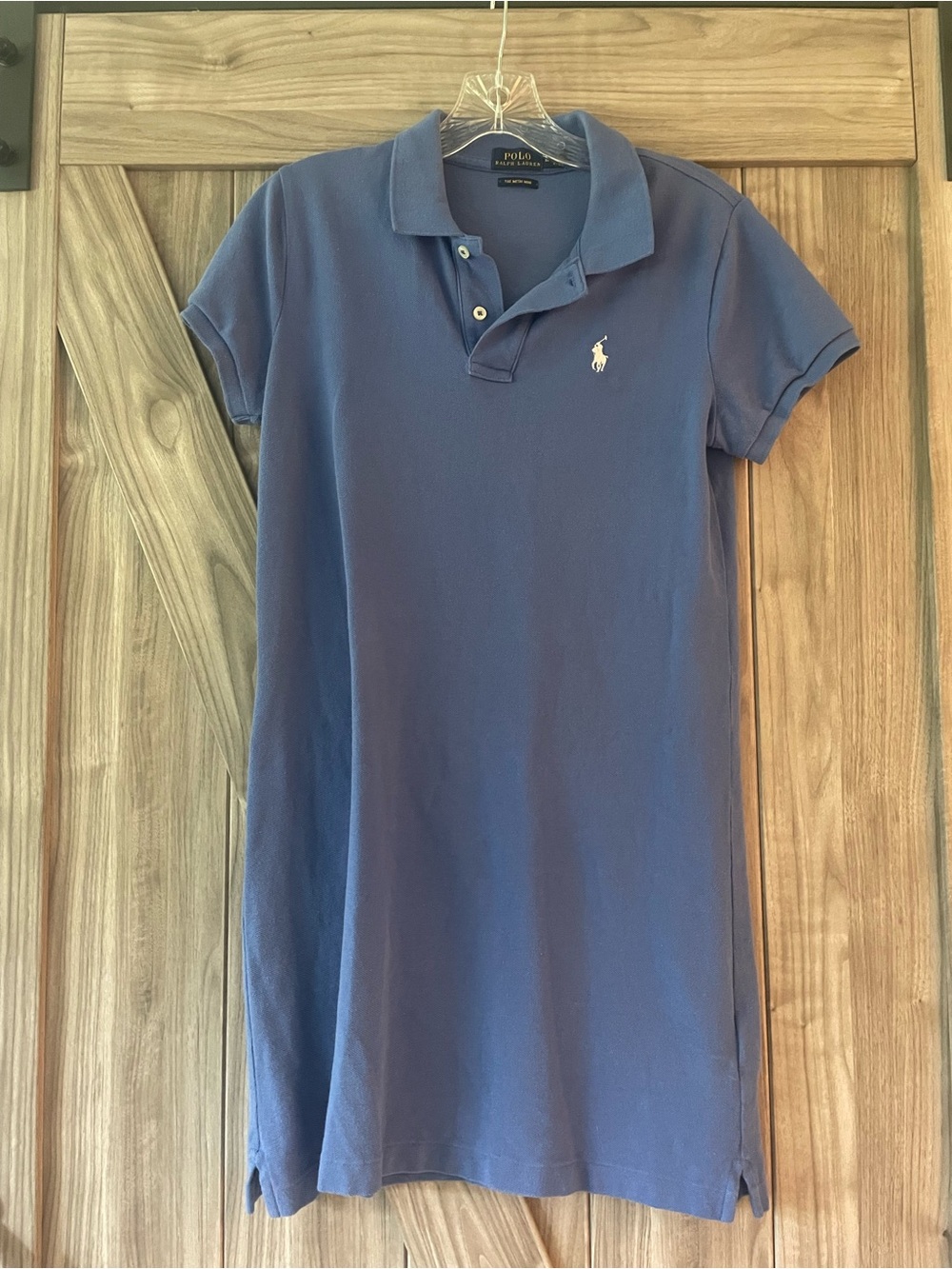 Ralph Lauren Blue Polo Shirt Dress with White Pony Logo